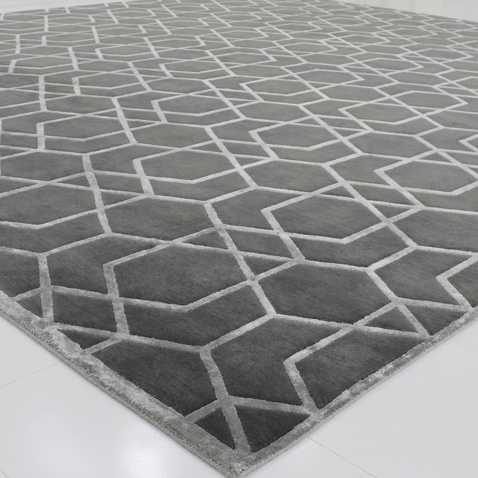 Grey geometric rug